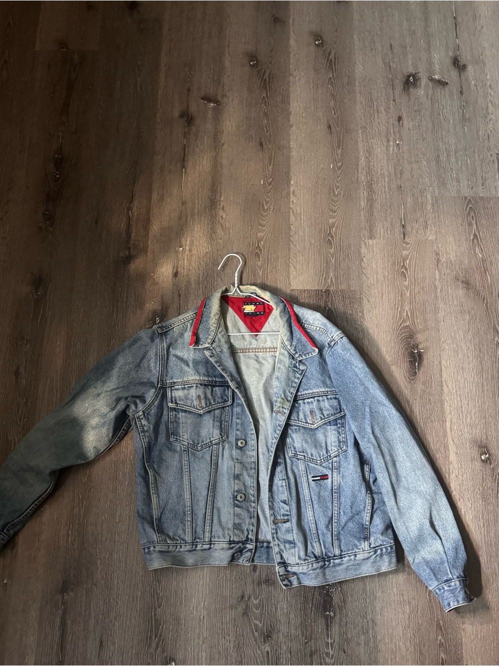 Tommy Hilfiger Light Blue Denim Jacket with Red Trim